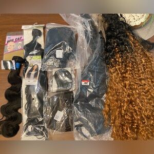 Synthetic wigs and hair pieces bundle lot